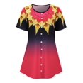 thumbnail image 1 of Botón simulado de talla grande OMBRE FLOR FLOWS MANERA CORTA TEE Rosegal Camisetas tallas grandes, 1 of 2