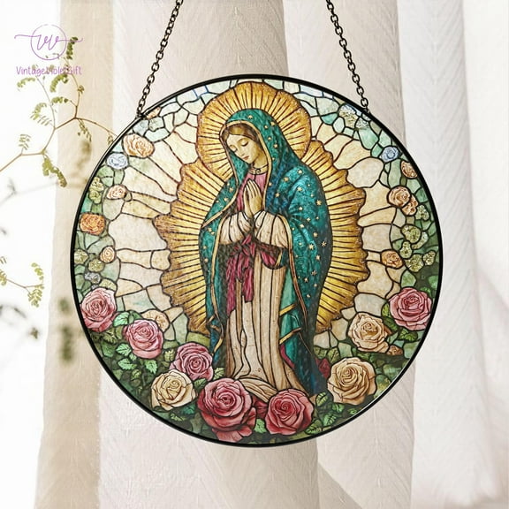 Our Lady of Guadalupe Stained Glass Suncatcher, Latin Mom Gift, Religious Home Decor, Virgin Mary Wall Decor, Christian Gift, Mother of God 4302918794 1653