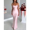 thumbnail image 5 of Satin Criss‑Cross Backless Tie‑Strap Fitted Cocktail Dress, Elegant Party Dress for Wedding, Spring and Fall Occasions, 5 of 9