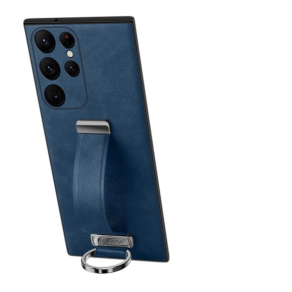 for Samsung Galaxy S25 Plus Case, Premium PU Leather Wristband Portable Case, Durable Minimalist Ultra Thin Slim Cover Protective Phone Case Compatible with Samsung Galaxy S25 Plus, Darkblue