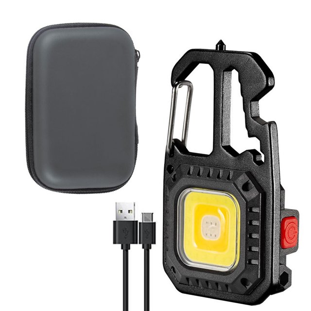 Linterna LED ligera para senderismo, llavero, lámpara de antorcha recargable, resistente al agua, 500LM, abrebotellas, luces de trabajo para acampar Hugtrwg Para estrenar