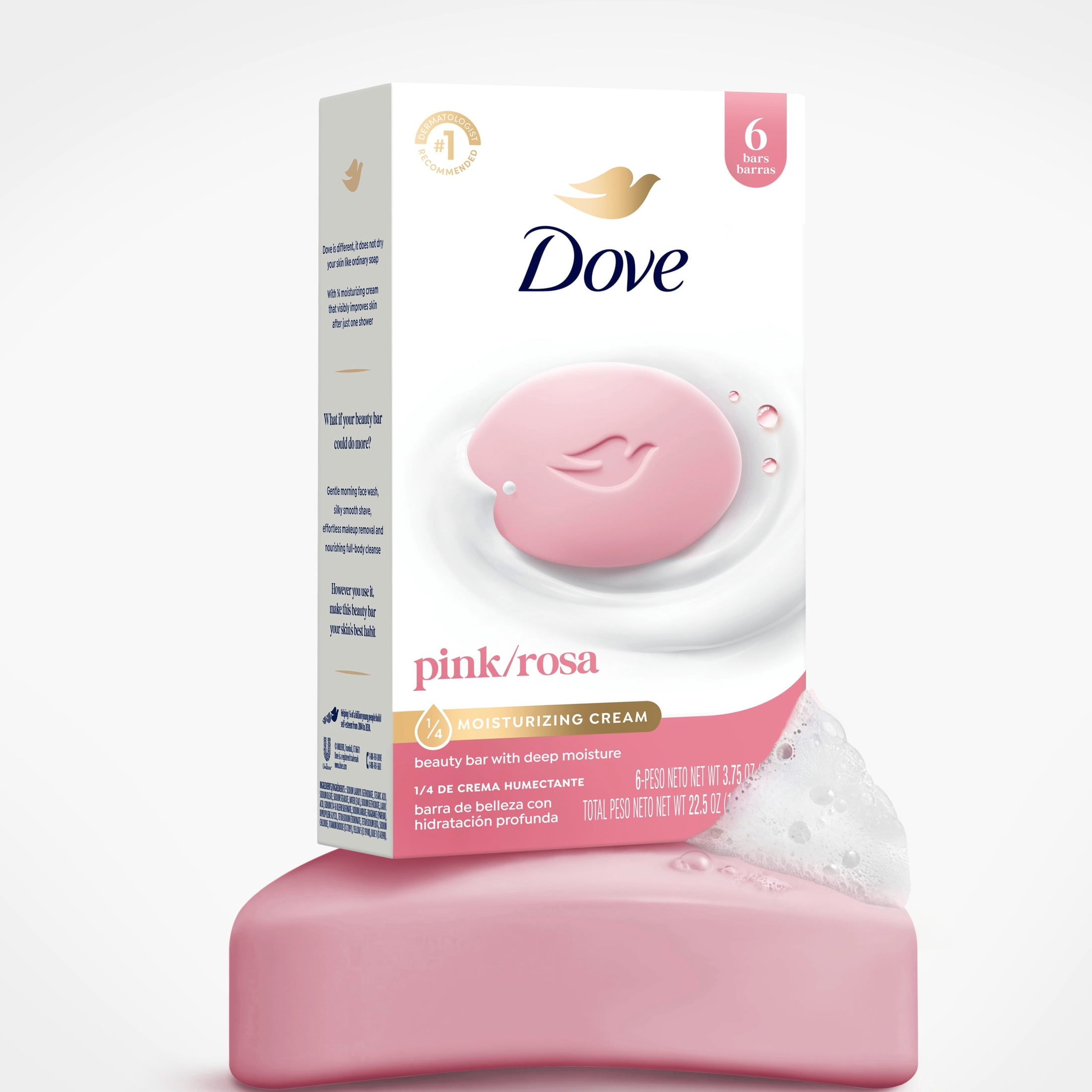 (4 pack) Dove Beauty Bar for Soft, Smooth Skin Pink Rosa Cleans & Moisturizes, 3.75 oz 8 Bars