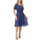 thumbnail image 2 of Vestido de Cuello Cuadrado Allegra K para Mujeres, Vestido Midi A-Line de Manga Corta con Estrellas Metálicas, Cintura Elástica, Talla XL, Azul Real, 2 of 6