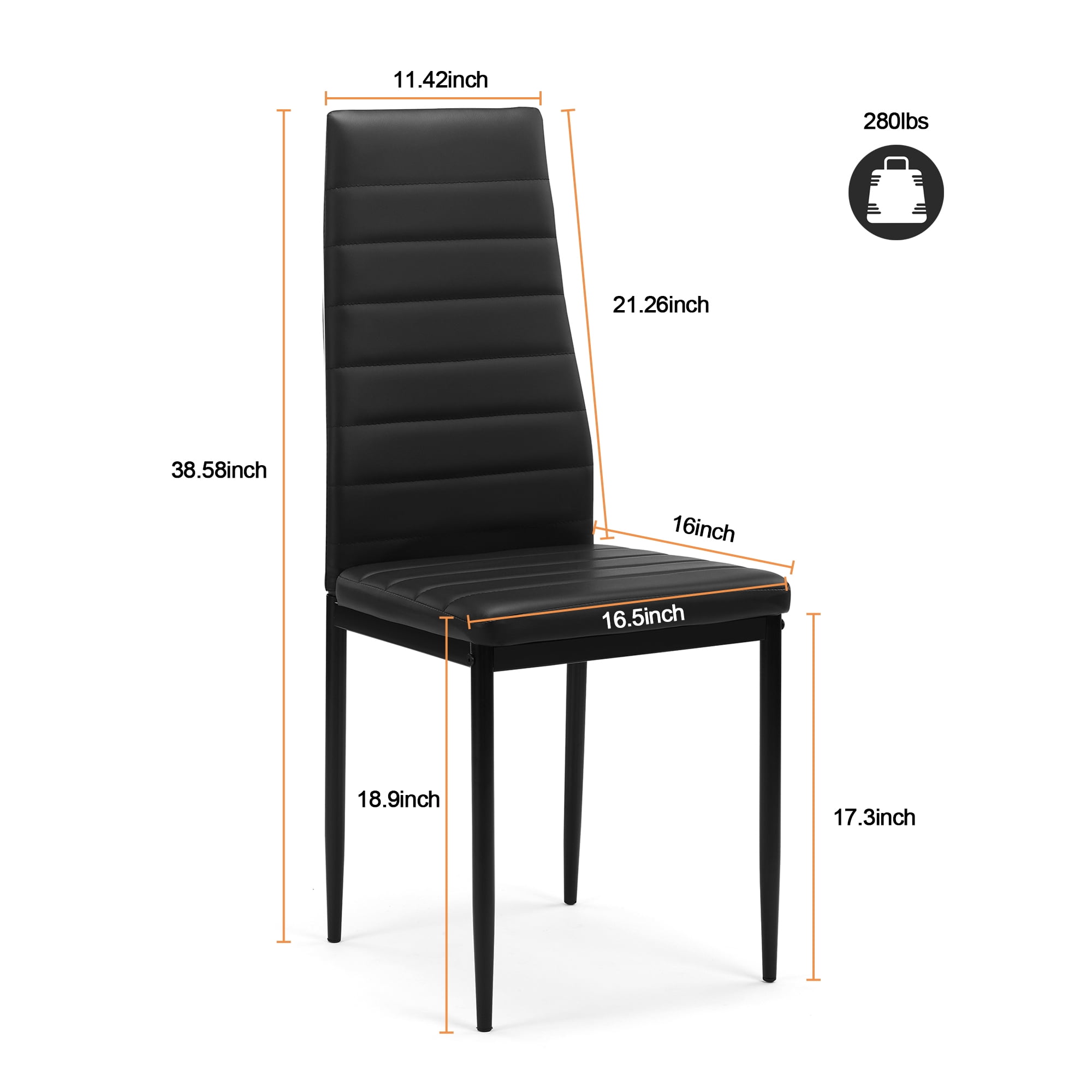 Yardi Yard Modern Black 5 Pieces Dining Table Set, Tempered Glass Kitchen Table with 4 Faux Leather High Back Dining Chairs Yardi Yard Modern Black 5 Pieces Dining Table Set, Tempered Glass Kitchen Table with 4 Faux Leather High Back Dining Chairs