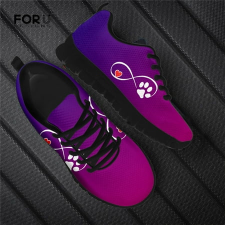 

Pet Paw Footprint Pattern Woman Shoes Cute Dog Heart Printing Sneakers Women Breathable Casual Ladies Shoes Flat