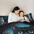 thumbnail image 5 of Manfei Black Cat Queen Comforter Set,Colorful Flower Daisy Bedding Sets,Pet Aniaml Bedding Comforter Set For Girls Boys,Breathable Room Decoration Reversible,3-Piece, 5 of 8