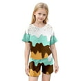 thumbnail image 4 of MIXUE Tween Girls Outfit Sets Summer Ice Cream Print Crew Neck Short Sleeve T Shirt Tops Shorts Casual Pajamas Outwear,White,11-12 Years, 4 of 6