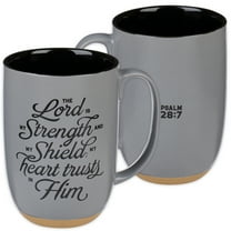 Christian Art Gifts Large Ceramic Coffee & Tea Scripture Mug for Men: Lord is My Strength - Ps. 28:7 Inspirational Bible Verse, Microwave/Dishwasher Safe Lead-Free Cup w/Clay Base, Gray/Black, 15 oz.