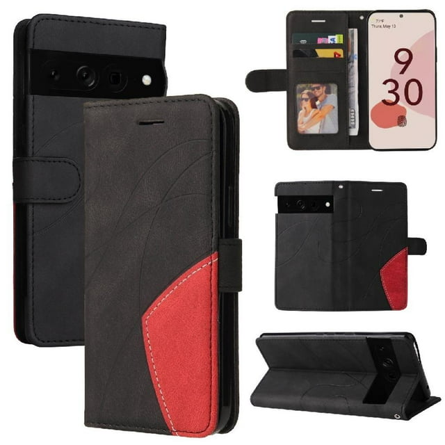 GANGXUN Flip Case for Google Pixel 7 Pro – Leather Wallet Cover with Card Slots, Kickstand & Color Stitching Protective Folio