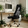 thumbnail image 3 of Xixirimido Skull Black Print Computer Office Chair Covers Stretchable Soft Fit Universal Desk Rotating Slipcovers, Removable Washable Chair Protector Cover with Button, Large, 3 of 6