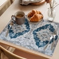 thumbnail image 3 of Blue Grey Boho Floral Placemats Set of 8 Vintage National Flower Place Mats Indoor Wipeable Table Mats Washable Cloth Dining Table Placemats for Kitchen Holiday Party Home Decor 13x19 Inch, 3 of 9