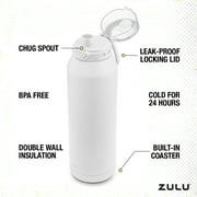 Zulu Swift 40oz Stainless Steel Water Bottle, White