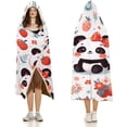 thumbnail image 3 of Wearable Blanket Hoodie for Adults & Kids, Cute Panda Robe Cloak Throw Poncho Flannel Warm Wrap Cape-C4-50x60, 3 of 6