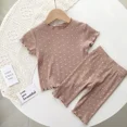 thumbnail image 2 of Conjunto de ropa de dormir fina de manga corta para niños, ropa de hogar para niños, conjunto de dos piezas, traje de aire acondicionado, ropa informal para bebé, verano, 2 of 5