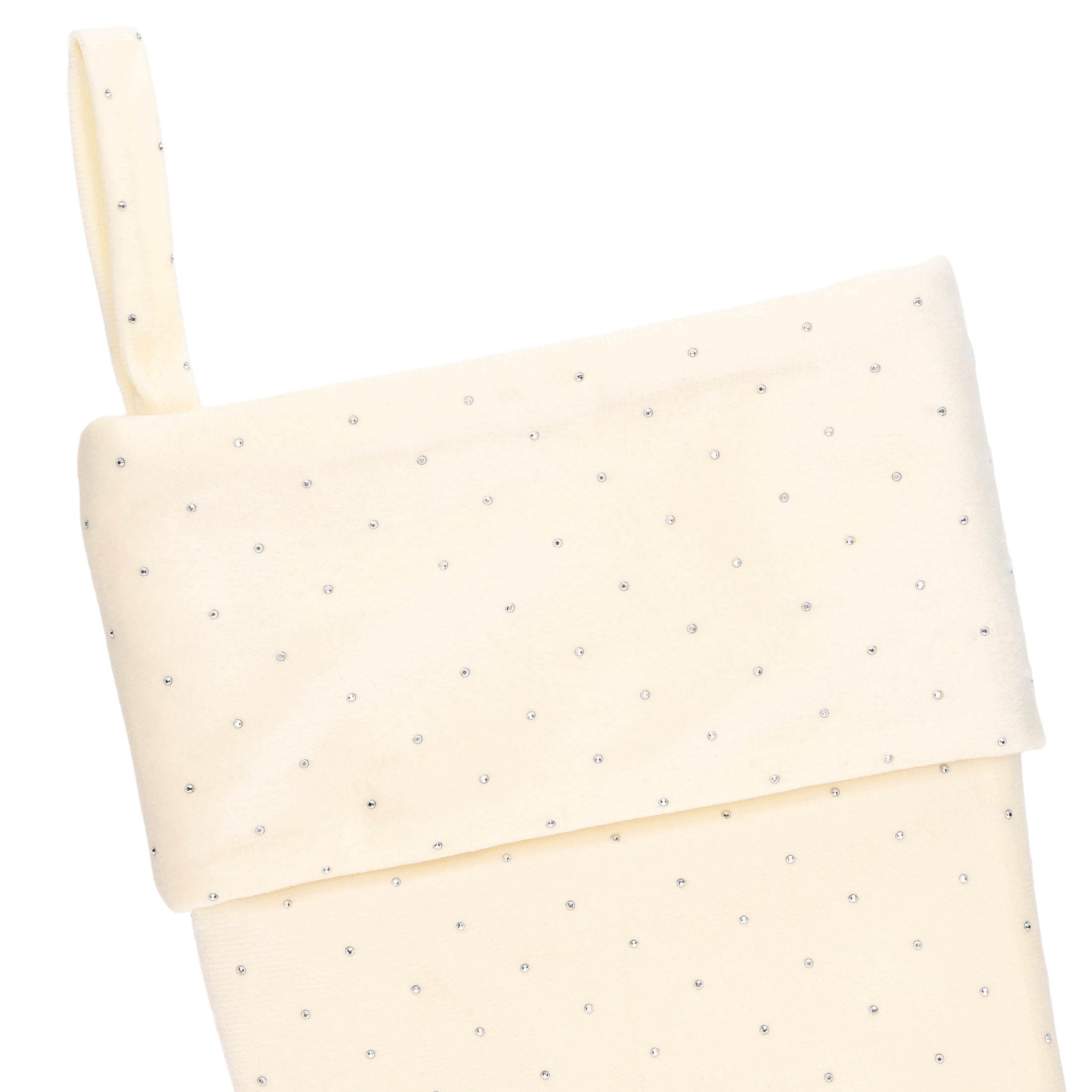 Velvet Christmas Stocking with Rhinestones, Ivory, 18", by Holiday Time