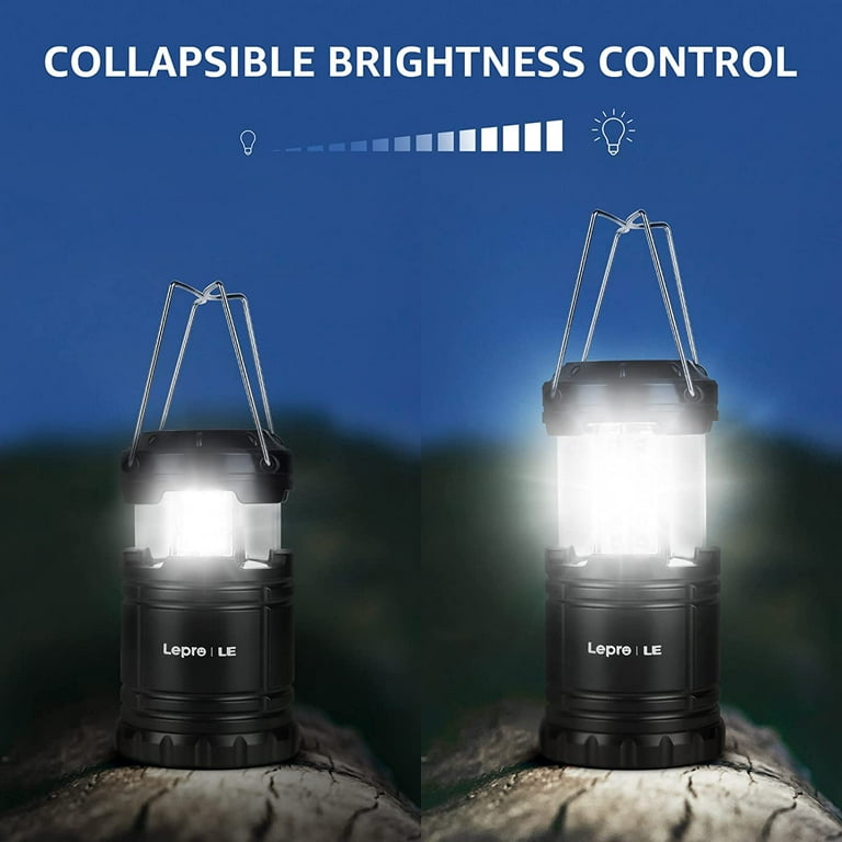 Lepro LED Camping Lanterns Battery Powered, Camping Accessories ,  Collapsible 4-Pack Value Set Gear , IPX4 Water Resistant, Outdoor Portable  Lights