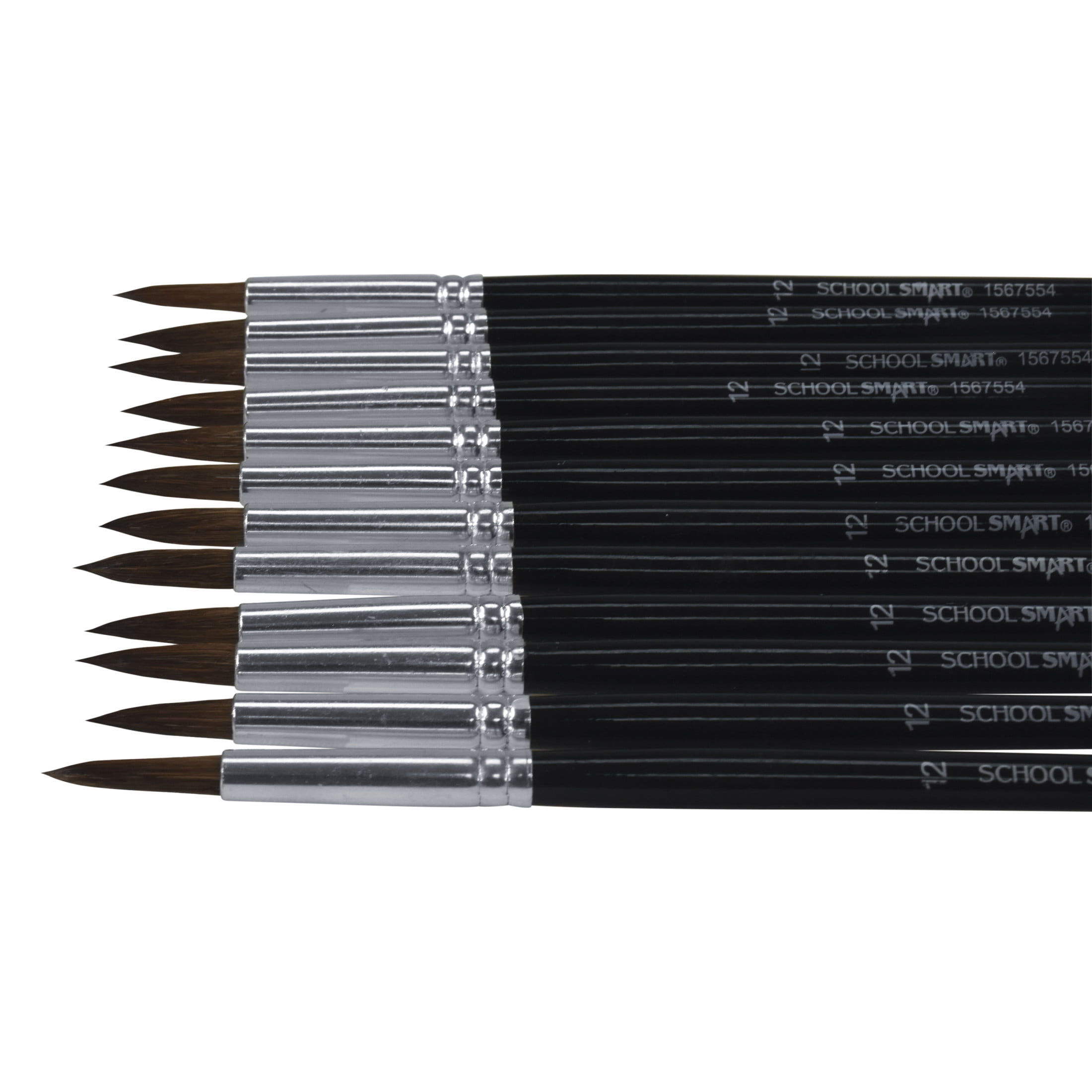 Watercolor Paint Brushes, Long Handle, Size 12, Set of 12