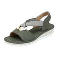 thumbnail image 4 of Rokment Womens Comfortable Platform Wedge Walking Sandals 2026 Stylish Casual Suede Buckles Elastic Ankle Strap Slip on Slingback Dressy Summer Shoes Green Size 8.5, 4 of 5