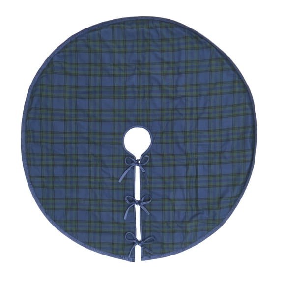 My Texas House Angie Plaid Christmas Tree Skirt, Blue, 60"