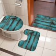 thumbnail image 5 of Wood Stripes Bathroom Rugs Set Retro Sage Green Wood Brush Modernism Non Slip Absorbent Soft Bath Mats 3 Piece Set with Bathroom Rug, U-Shaped Floor Mat, Toilet Seat Cover Small Size, 5 of 9