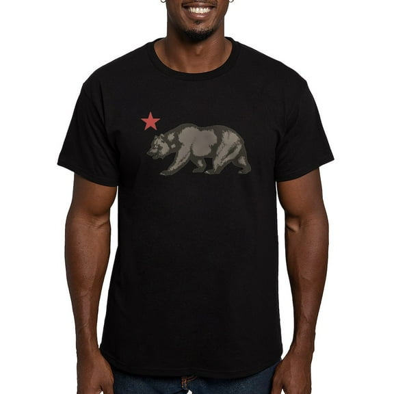 CafePress - California Bear With Star Men's Fitted T Shirt (Da - Men's Fitted T-Shirt