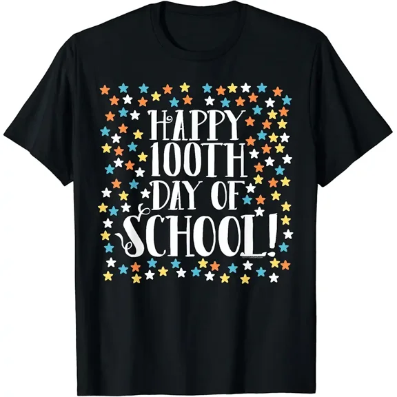 Stars Happy 100th Day of School Math Counting to 100 Teacher T-Shirt for Men Women