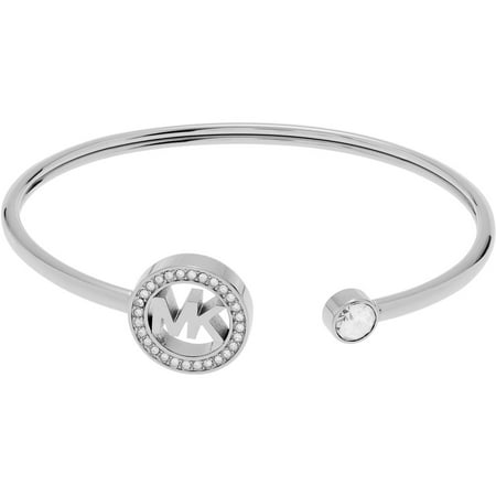Michael Kors Women's Crystal Accent Stainless Steel Logo Cuff Fashion Bracelet, 5.5