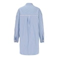 thumbnail image 3 of Fayshow0 Women's Smocked Cuffed Striped Boyfriend Shirt with Pocket Casual Collar Long Sleeve Blouse Tops for Pocket Shirred,Blue L, 3 of 5