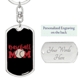thumbnail image 2 of Baseball Mom Stainless Steel or 18k Gold Premium Swivel Dog Tag Keychain, 2 of 16