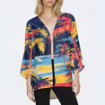 thumbnail image 5 of WTOBBY Women's Printed Lightweight Mid-Length Cardigan Jacket, Casual Fashion Cover-Up with Hawaiian AI Design, Long Sleeve Open Front Coat for Beach or Summer,Yellow M, 5 of 5