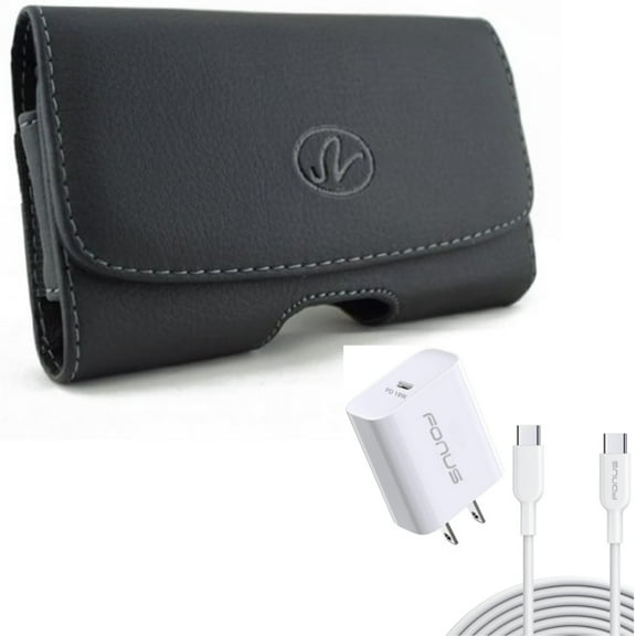For Galaxy A54 /A53 /A33 - Case Belt Clip w 18W PD Home Charger, Leather Swivel Holster, Fast Type-C 10ft Long Cable Quick for Samsung Galaxy A54 /A53 /A33 5G