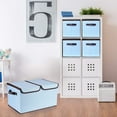 thumbnail image 4 of Collapsible Stackable Storage Bin,10.6x7.9x6.7In Reusable Foldable Storage Bin for Clothes,HXRH Stackable Basket with Cover Handle,1Pc,Blue, 4 of 6