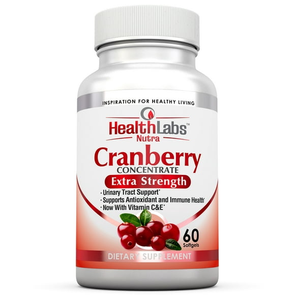 Health Labs Nutra 50:1 Triple-Strength Cranberry Concentrate with Vitamins C & E – Promotes Urinary Tract and Immune Support (60 Fast-Acting Softgels) 30 Day Supply