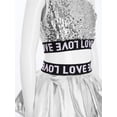 thumbnail image 5 of Doomiva Kids Girls 3 Piece Hip-Hop Jazz Dance Outfits Sequins Metallic Vest Tops with Mesh Tutu Skirts Hairband Set Silver 150, 5 of 7