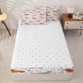 thumbnail image 4 of Manfei Kawaii Dachshund Zipper Queen Comforter Set with Fitted Sheet and 2 Pillowcases, Cartoon Wildflower Zipper Bedding Set, White, Reversible, 4 Pieces, 4 of 7