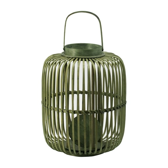 CC Home Furnishings Vintage Style Bamboo Candle Lantern - 17" - Green