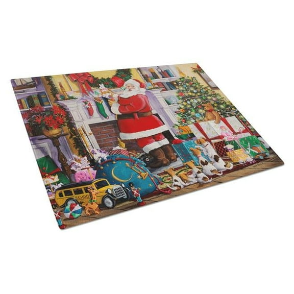 Santa Claus Placing the Presents Glass Cutting Board - Large
