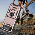 thumbnail image 5 of For Samsung Galaxy Z Flip 4 5G Hybrid with Slide Camera Lens Cover and Ring Holder Kickstand Rugged Heavy Duty Hard Cover ,Xpm Phone Case [ Rose Gold ], 5 of 6