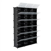 Ktaxon 36 Cubes 72 Pairs Modular Plastic Shoe Storage Cabinet Boxes Expandable 12 Tiers Shoe Rack Shelf Tower Stand Shoe Storage Organizer for Hallway Bedroom Closet Entryway Black