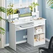 Ktaxon Computer Desk Home Office Workstation Laptop Table Drawer Shelf Furniture White