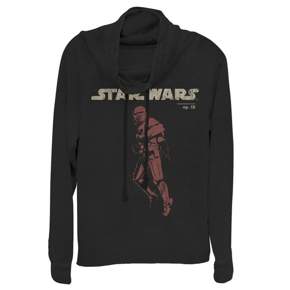 Junior's Star Wars: The Rise of Skywalker Retro Sith Trooper Flight Cowl Neck Sweatshirt Black X Large
