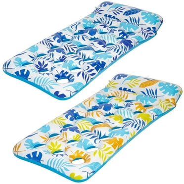 Swfoer 2 Piece Float Set Lounger Inflatable Pool Floats, 72×32in Adult Inflatable Lounge Raft Beach Pool