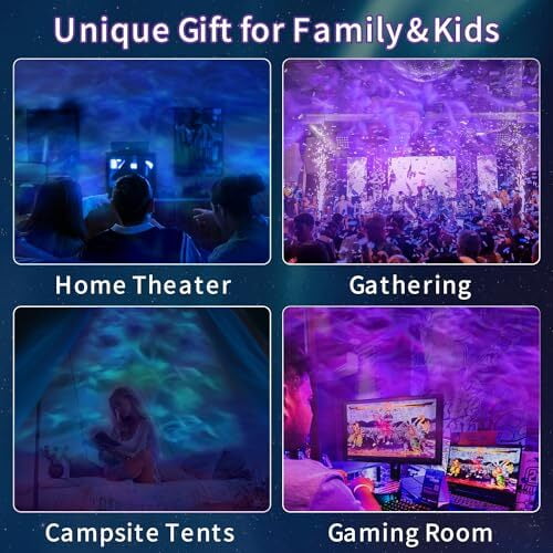 Eurhowing Aurora Ocean Wave Projector, 16 Colors Rechargeable 5.3 Bluetooth Speaker, Ultra-Quiet Night Light for Kids Room with Remote Control