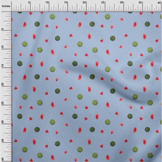 oneOone Cotton Silk Fabric Watermelon Fruit Print Fabric BTY 42 Inch Wide