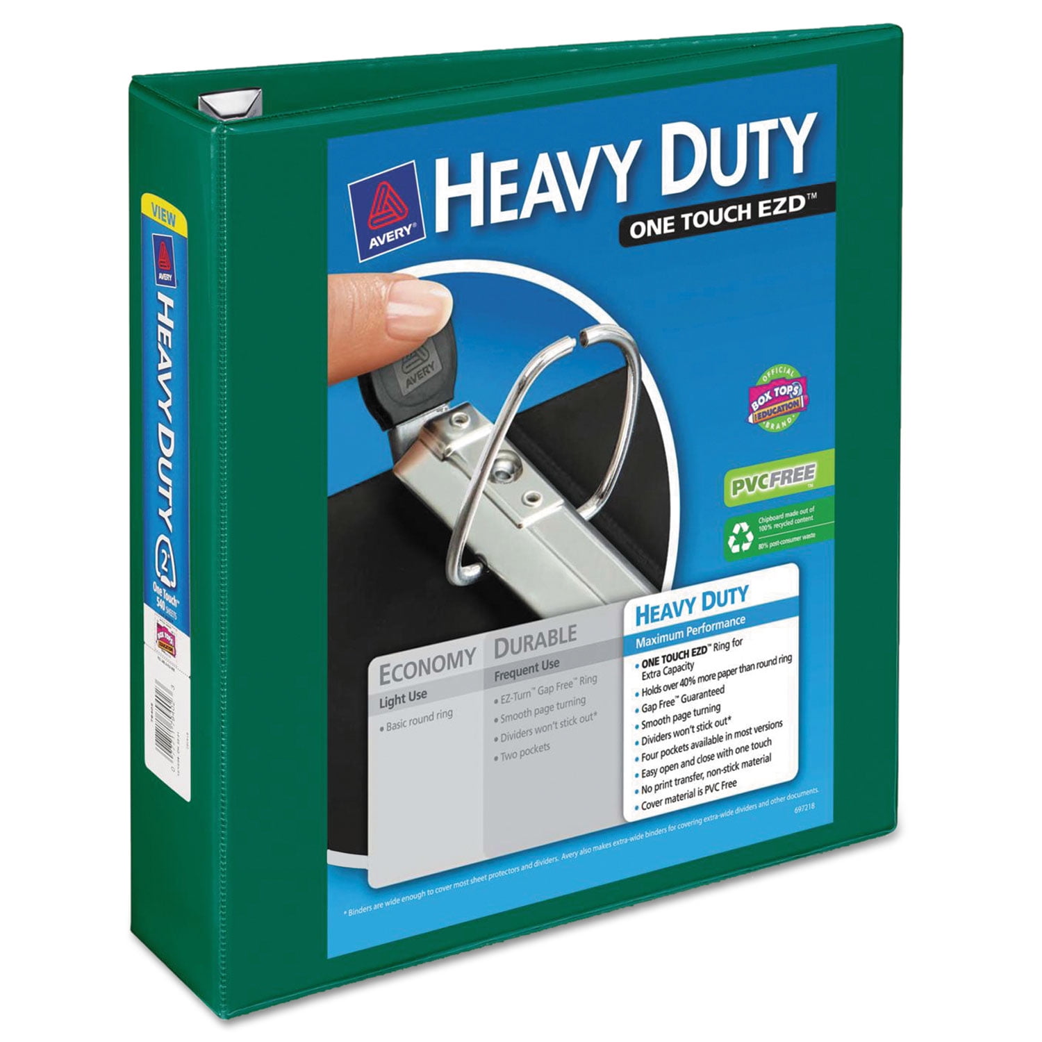 Avery Heavy-Duty View Binder w/Locking 1-Touch EZD Rings 2' Cap Green 79683