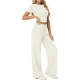 thumbnail image 2 of MINTREUS Lounge Sets for Women Short Sleeve Tops Wide Leg Pants Comfy Loungewear Two Piece Outfits with Pocketed, 2 of 6