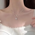thumbnail image 4 of DESIGNICE 2026 New 925 Sterling Silver Butterfly Necklace for Women Double Layer Clavicle Chain Shiny Necklace Dainty Gifts Party Jewelry Gift Butterfly Gifts for Women, 4 of 9