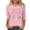 #0002-Pink, variant on Gift 3/4 Length Sleeve Womens Tops Crew Neck Breast Cancer Awareness Cute Duck Pink Ribbon Heart Graphic Blouses Relaxed Fit Inspirational Daily Tees