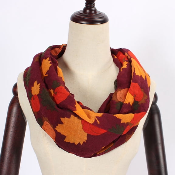 WHEANG Scarf for Women Lightweight Sheer Chiffon Scarf Pumpkin Maple Leaf Print Fall Halloween Scarves Soft Airy Bali Scarf Wrap Fashion Neck Scarf One Size 2026 Sales