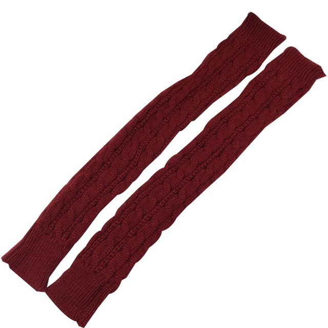 Guardurnaity 1 par de guantes de invierno para mujeres y niñas, mangas largas de medio punto para brazos, mangas de manoplas de invierno para guantes y mitones Vino rojo